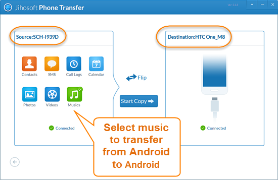 Sync Music from Android to Android with Phone Transfer Software in One Click