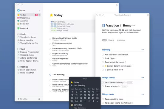 Things 3 is one of the best To-do List Apps on Mac.
