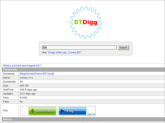 BTDigg is one of the Best Alternative Websites to TorrentKing.