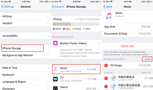 How to Delete the Purchased Music via iPhone Settings
