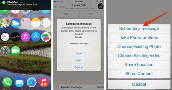 Here are the steps to schedule iPhone WhatsApp messages