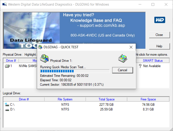 Data Lifeguard Diagnostic by WD is one of the best bad Sector Repair Software for Free.