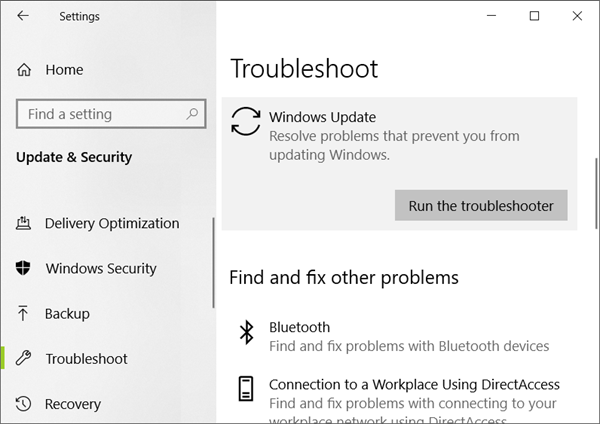 Fix Error 0x80004005 with Windows Update Troubleshooter