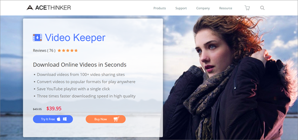 Pobierz filmy Online za pomocą aplikacji AceThinker Video Keeper