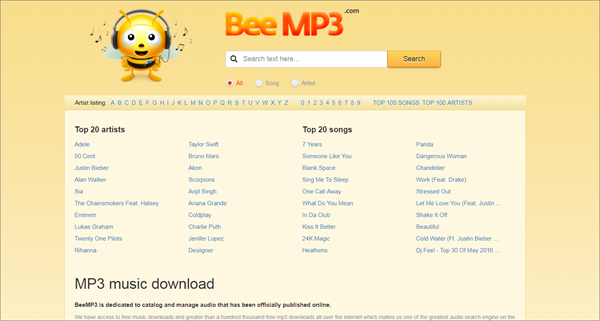 BeeMP3 is one of the top best alternatives to MusicPleer.