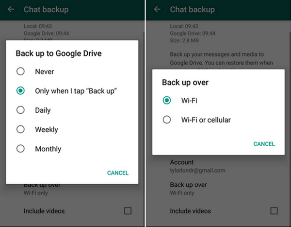 Backup your WhatsApp chats to Google Drive.