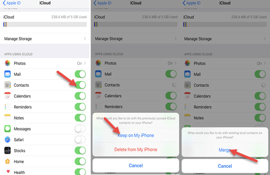 Retrieve Contacts by iCloud Contacts Syncing on iPhone