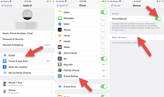 Using iCloud to backup your iPhone data.