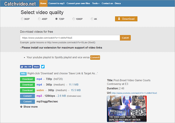 CatchVideo.net is one of the top free online YouTube downloaders.