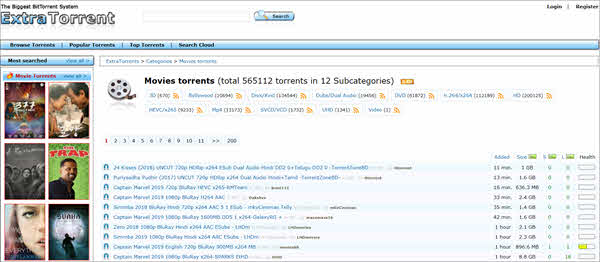 ExtraTorrent is one of the best websites to download movies/TV series.