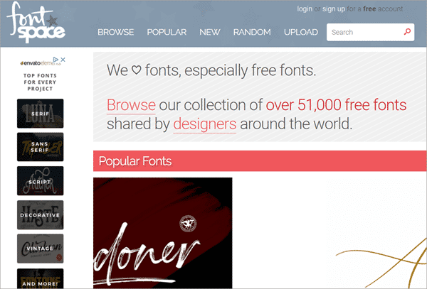 Font Space is one of the best fonts free download sites for commercial use.