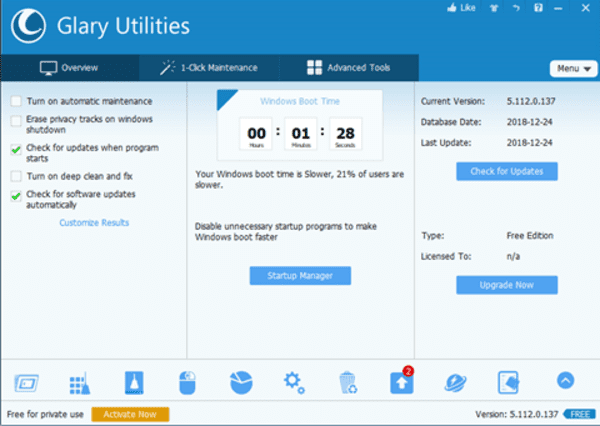 Glary Utilities Pro 5 is one of the best PC cleaning software for Windows.