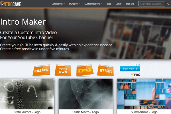 IntroCave is one of the online YouTube Intro Makers with amazing templates.