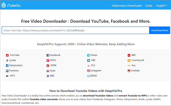 KeepVid.Pro is one of the top free online YouTube downloaders.
