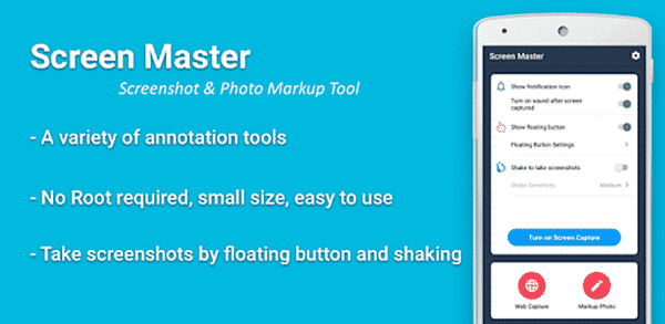 Using Screen Master to Take a Screenshot on Android.