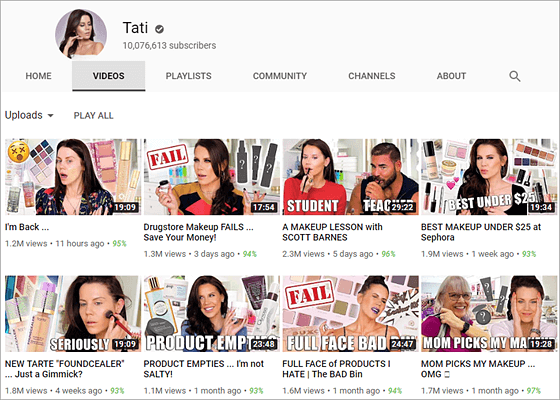 Tati is one of the top best beauty gurus and makeup artists on YouTube.