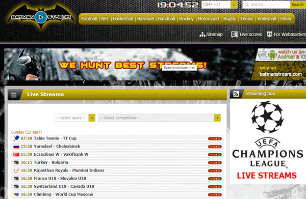 Using BatManStream to watch live sports.