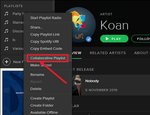 Create collaborative playlist