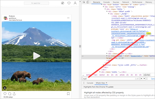 Using Chrome Source Code to download Instagram Videos.