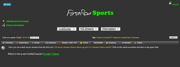 FirstRowSports is said to be dedicated to soccer and all football loving people.
