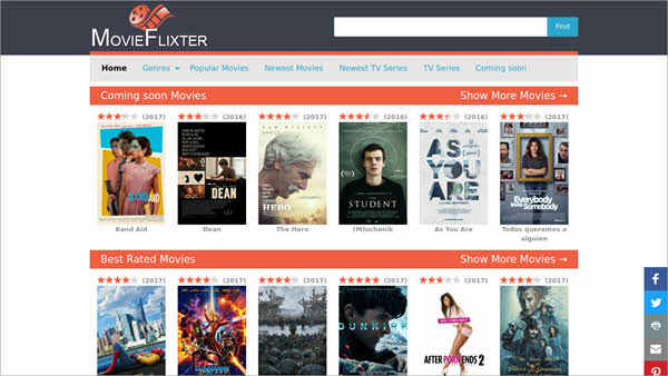 MovieFlixter also offers streaming links apart from providing HD movies. 