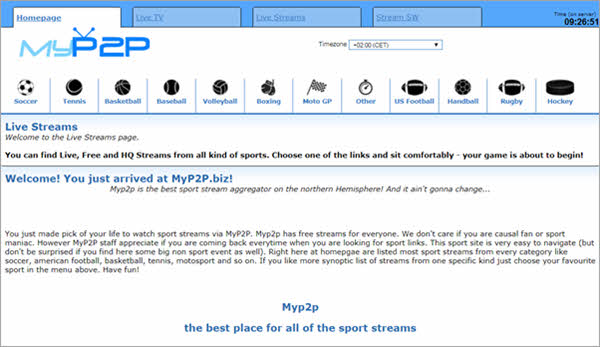 MyP2P is a popular site across the world for its live streaming services.