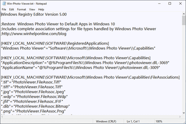 Restore Windows Photo Viewer in Windows 10 after Clean Install