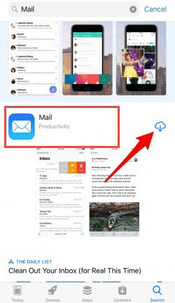 Reinstall the Mail app to bring it back to the home screen.