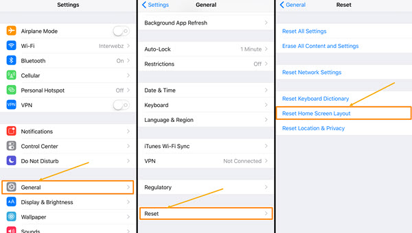 Reset the home screen layout of iPhone/iPad