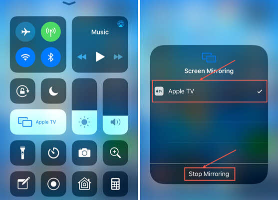 To Stop Mirroring Video from iPhone/iPad to Apple TV