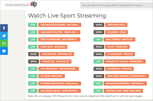 StreamWoop is popular among sports lovers owing to its world’s biggest sports index.