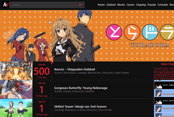 AnimeFrenzy is a simple website offering the latest and trending anime series and movies to be watched online.