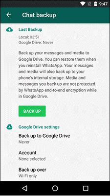 Restore WhatsApp Chat History on Android from Google Drive Backup