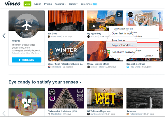 Copy Vimeo video urls.