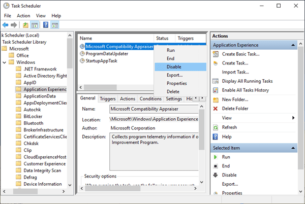 Disable Microsoft Compatibility Telemetry in Task Schedule