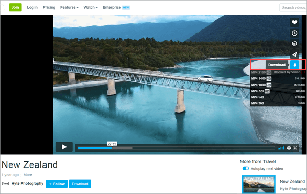 Using Vimeo Video Downloader to download videos from Vimeo.