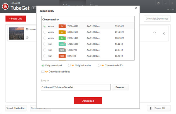 Gihosoft TubeGet is a free video downloader available on both PC and Mac computers.