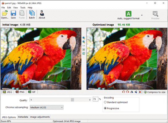 Radical Image Optimization Tool is another free image optimizer that can be used to reduce image file size and resize images on Windows 10 computer.