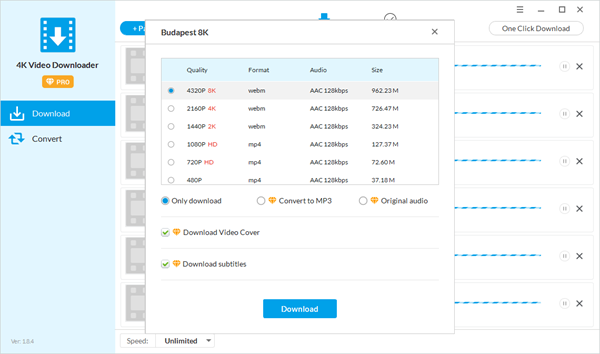 Using Jihosoft free video downloader to download YouTube 8K videos.