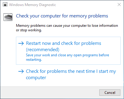 Apply Windows Memory Diagnostics