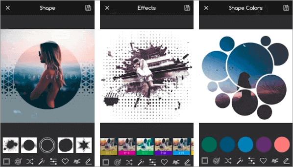 Creative Shape Photo Editor gives an artistic look to all your images using different shape including circle shape.