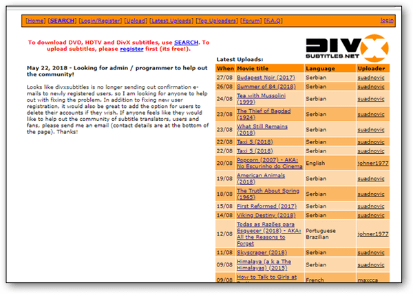 DivX Subtitles is a platform where you can find the subtitles for DVD, DivX, and HDTV.
