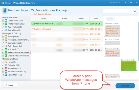 Print Deleted WhatsApp Conversation from iPhone with iPhone Data Recovery