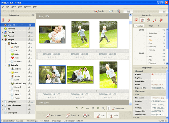 PicaJet Photo Organiser is the software which is going to fulfill this requirement.
