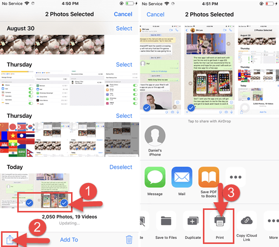 Print iPhone WhatsApp Messages as PDF via Screenshot