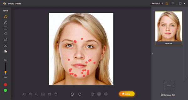 Remove the skin blemishes from the photos before swapping face.