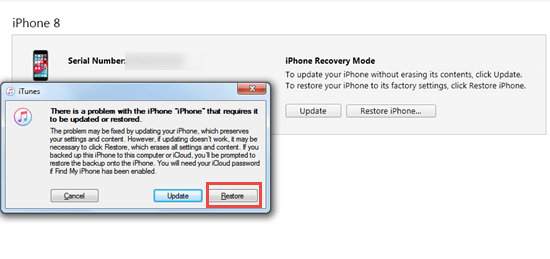 Wipe iPhone without passcode by Recovery Mode