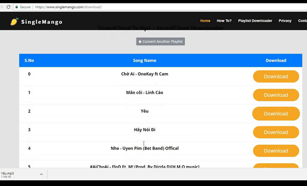 Single Mango downloader converts the SoundCloud files to MP3 formats in 128 and 320 kbps bitrate.