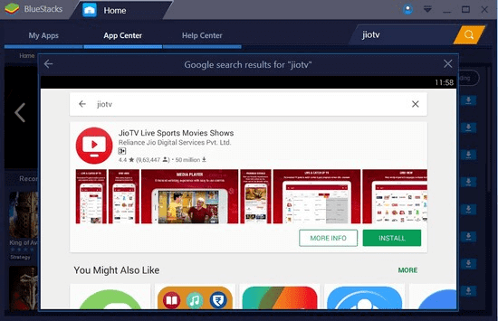 Installing Jio TV for PC with Blue Stacks emulator
