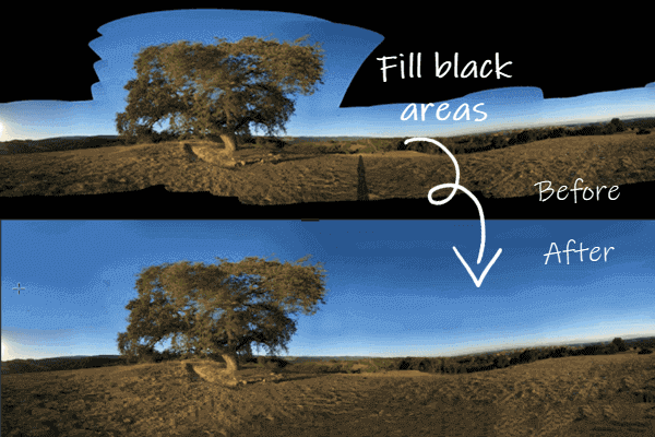 Fill Black Area Of Panorama Photos